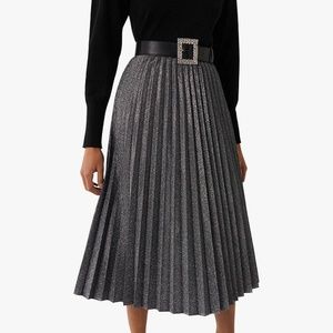 Shiny Sparkly Glitter A New Day Pull-On Metallic Pleated Skirt